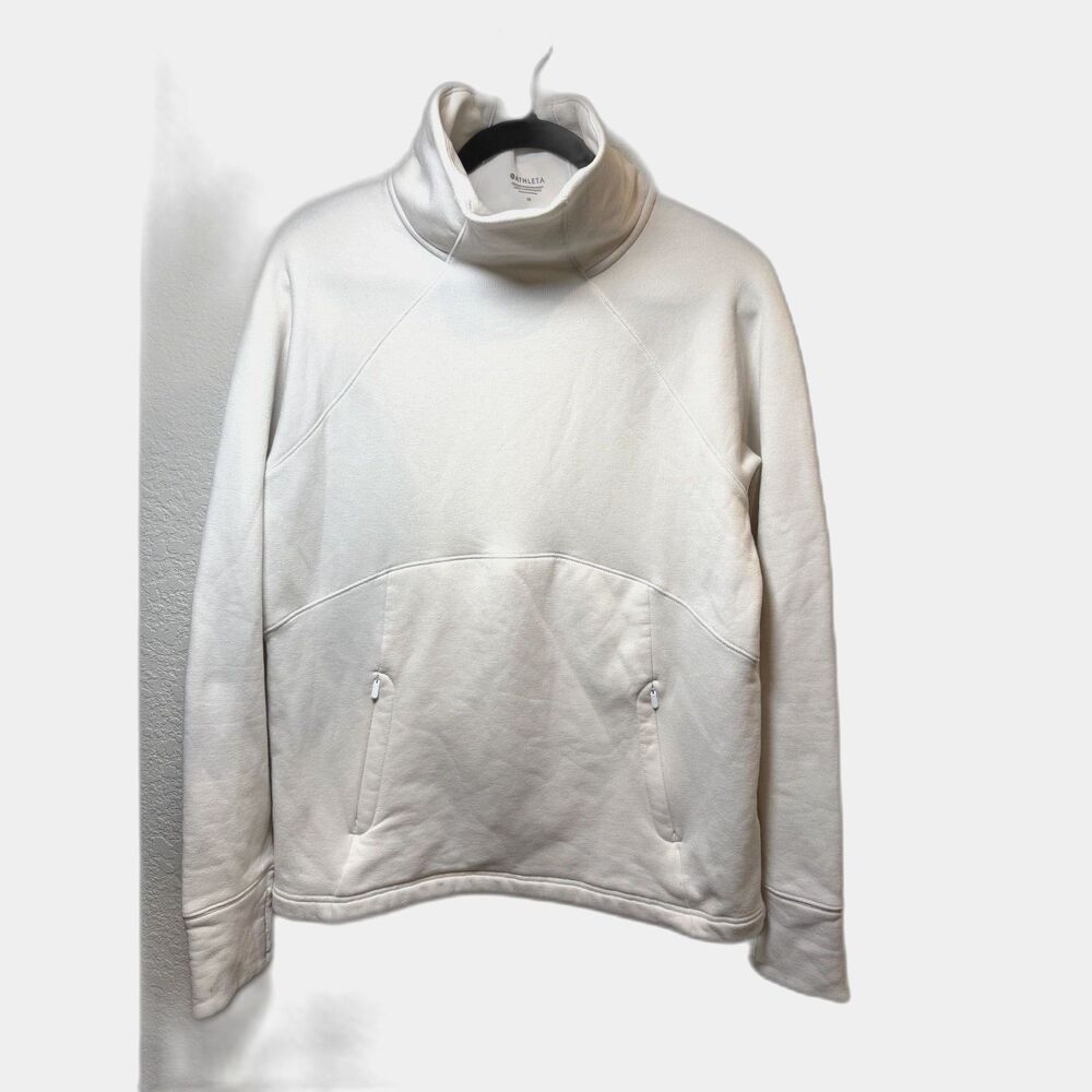 Athleta Ivory Fleece Cowl Neck Pullover Medium - Picture 2 of 10